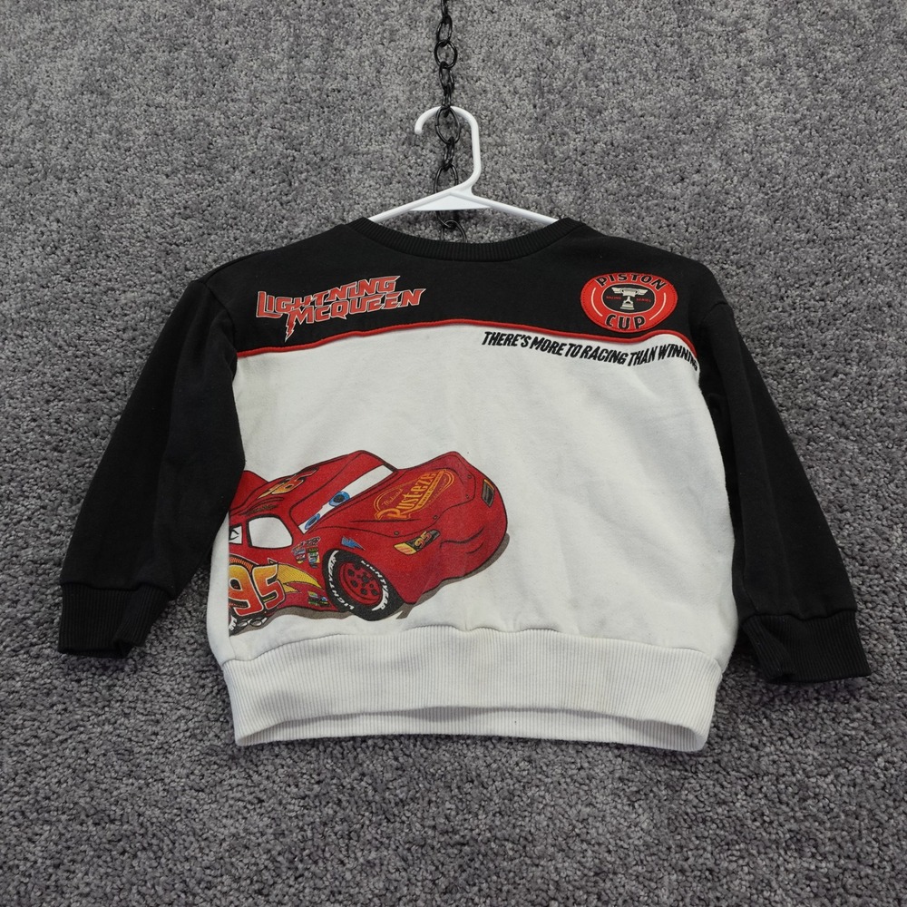 Disney Pixar Sweatshirt Boys 4T Black White Lightning McQueen Piston Cup Racing
